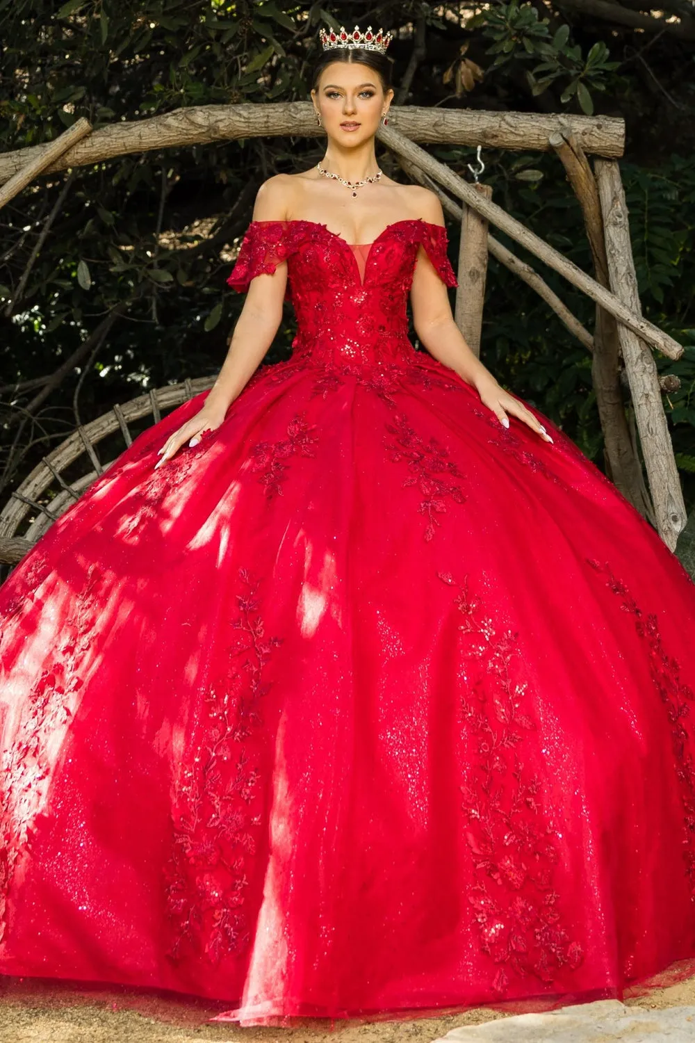 Lace Train Off Shoulder Sweetheart Long Quinceanera Dress