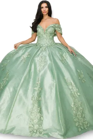Lace Train Off Shoulder Sweetheart Long Quinceanera Dress