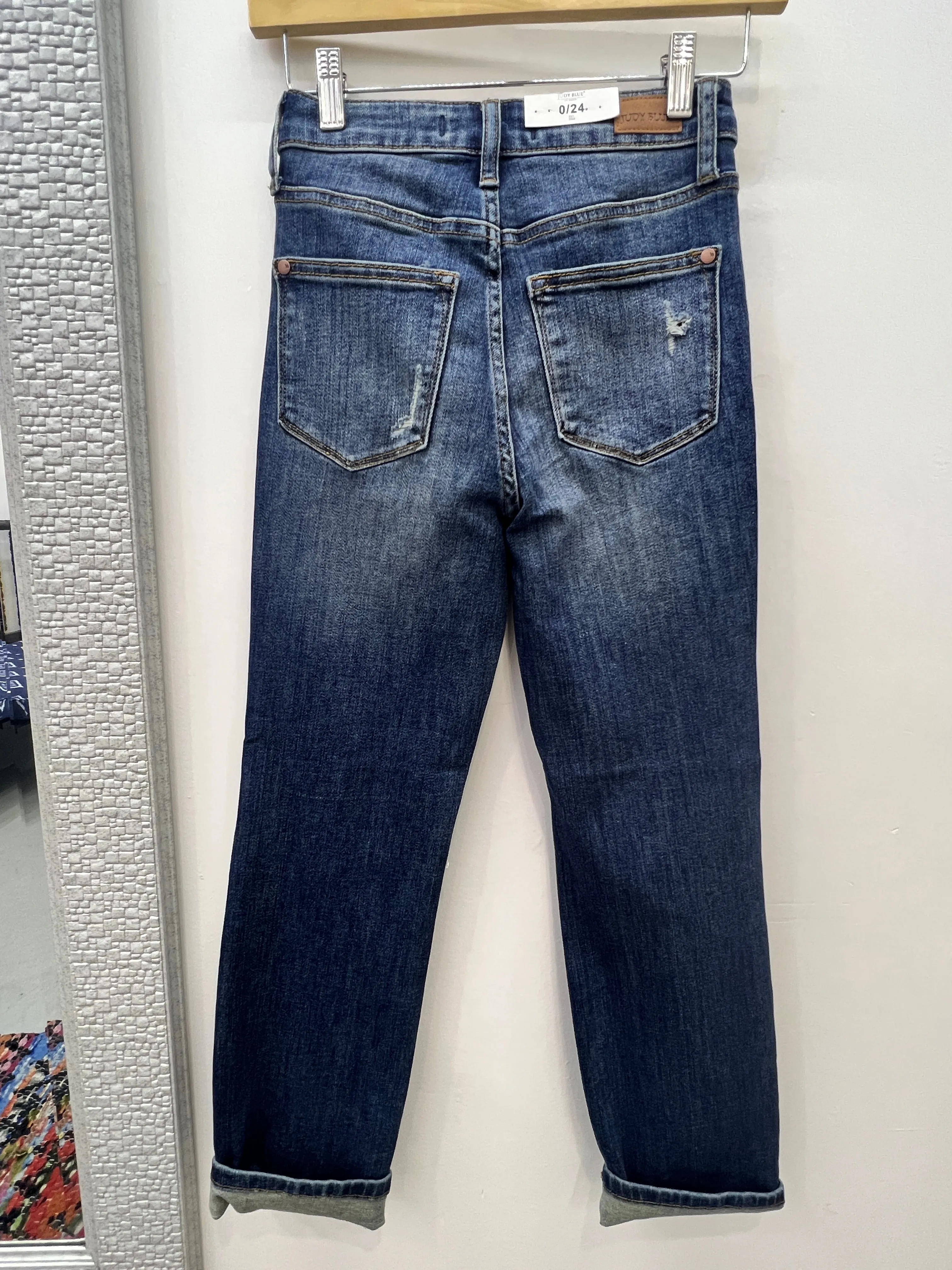 Last Call Distressed Straight Crop Leg Jean
