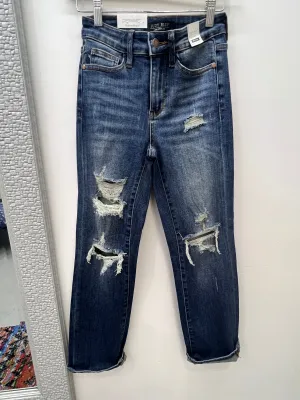 Last Call Distressed Straight Crop Leg Jean