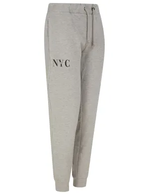 NYC 212 Motif Brushback Fleece Cuffed Joggers in Light Grey Marl - Tokyo Laundry