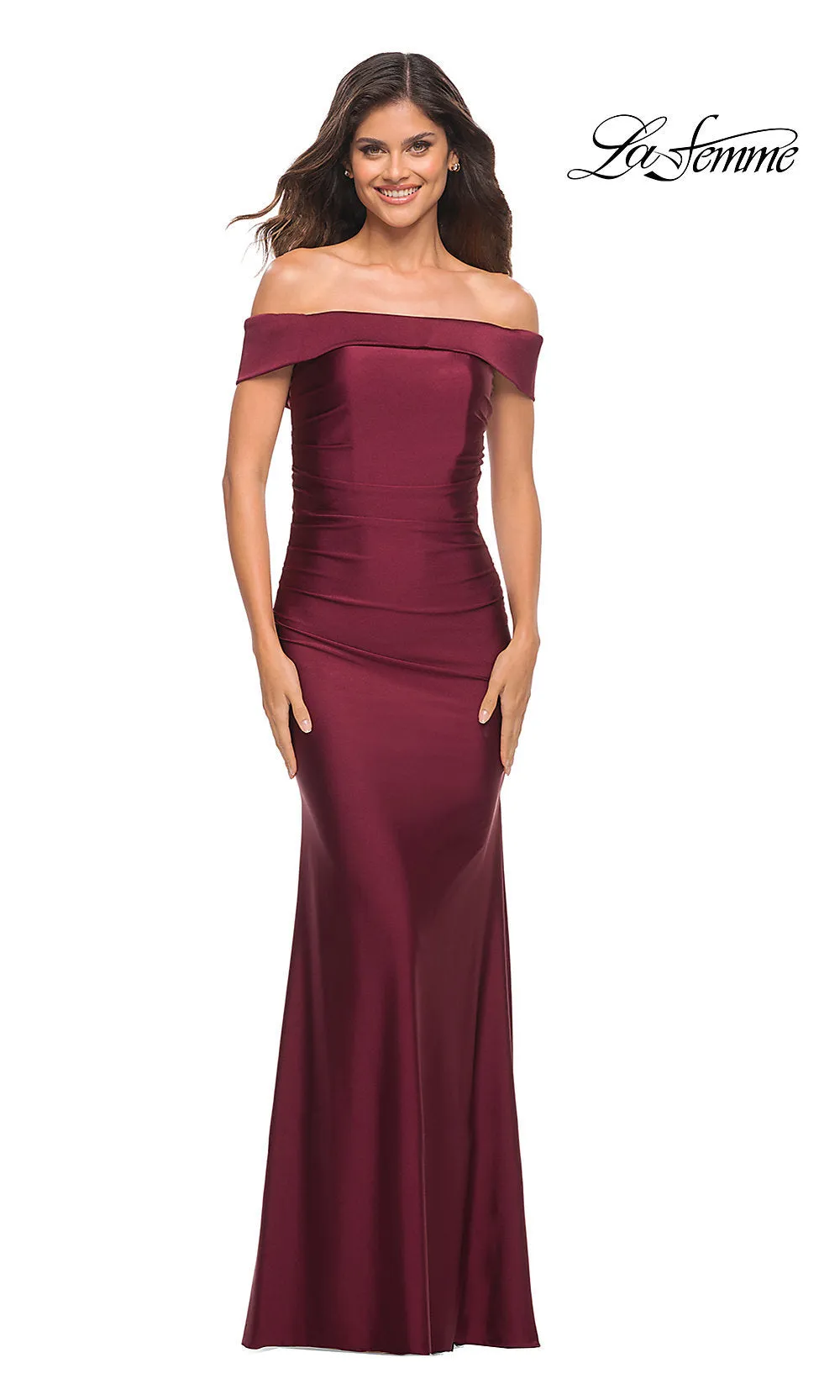 Off-the-Shoulder Tight Long Prom Dress by La Femme