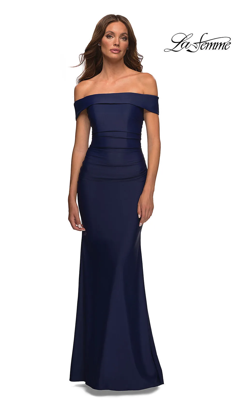 Off-the-Shoulder Tight Long Prom Dress by La Femme