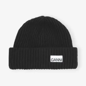 Oversized Wool Rib Knit Beanie