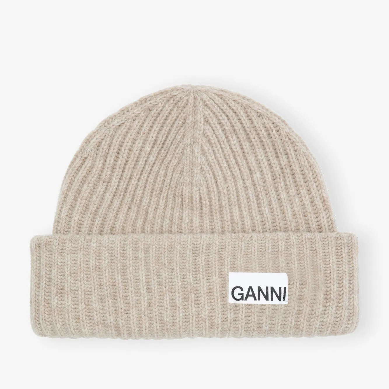 Oversized Wool Rib Knit Beanie