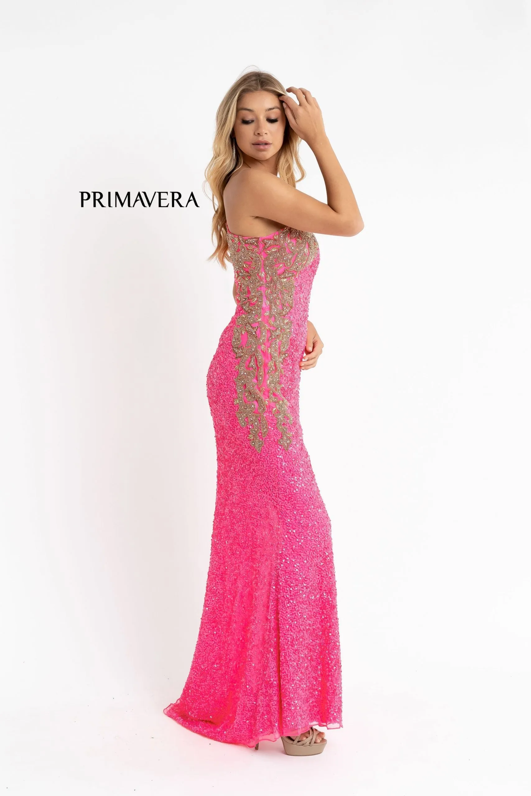 Primavera Couture 3637 Fitted Sequin One Shoulder Prom Dress with Slit size 8 Turquoise Pageant Formal
