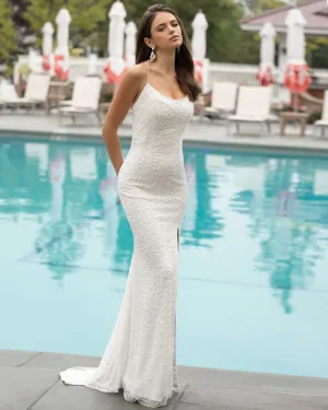Primavera Couture 3638 size 12 Ivory Floral Beaded Prom Dress Backless Formal Corset