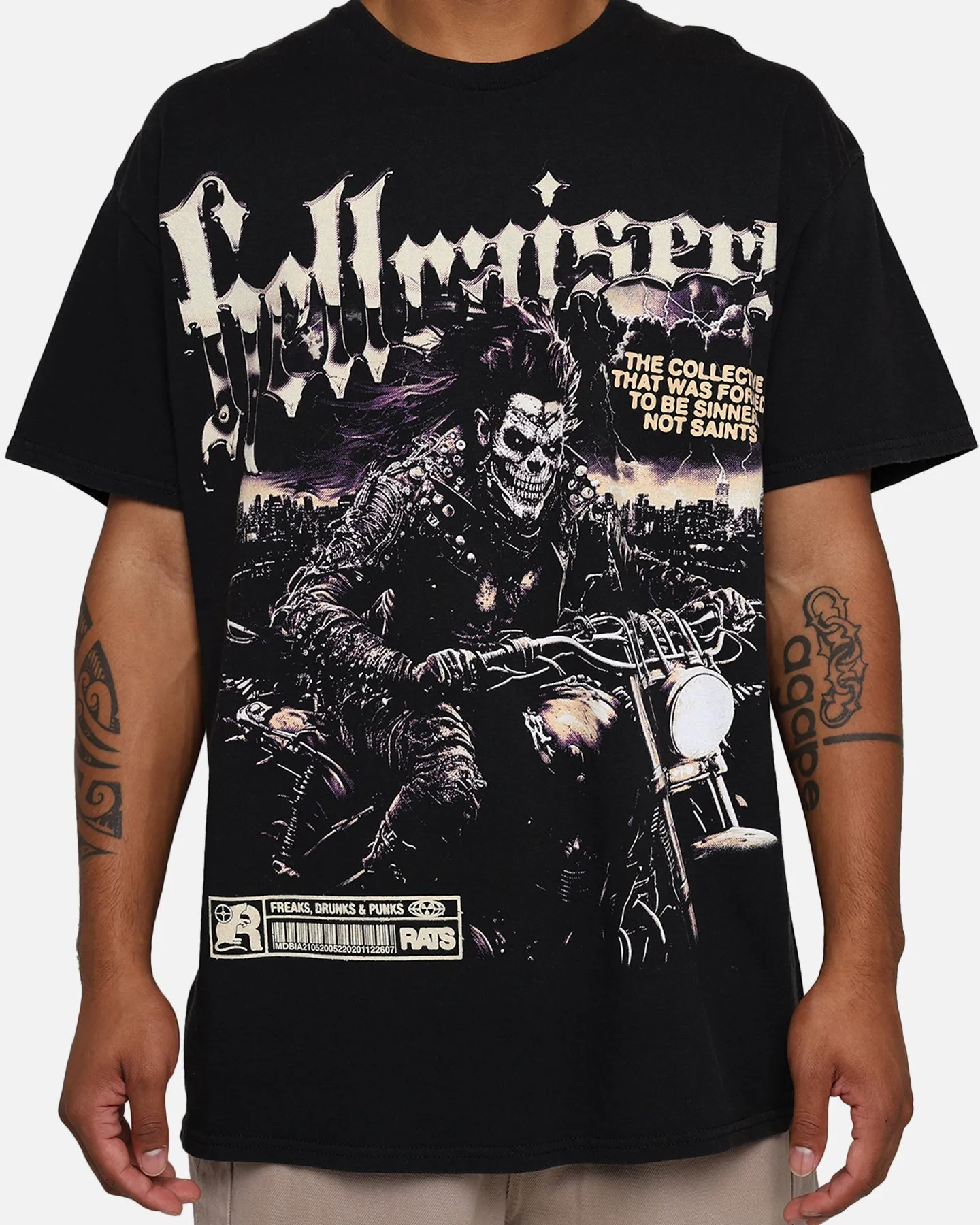Rats Get Fat Hellraisers T-Shirt Black Wash