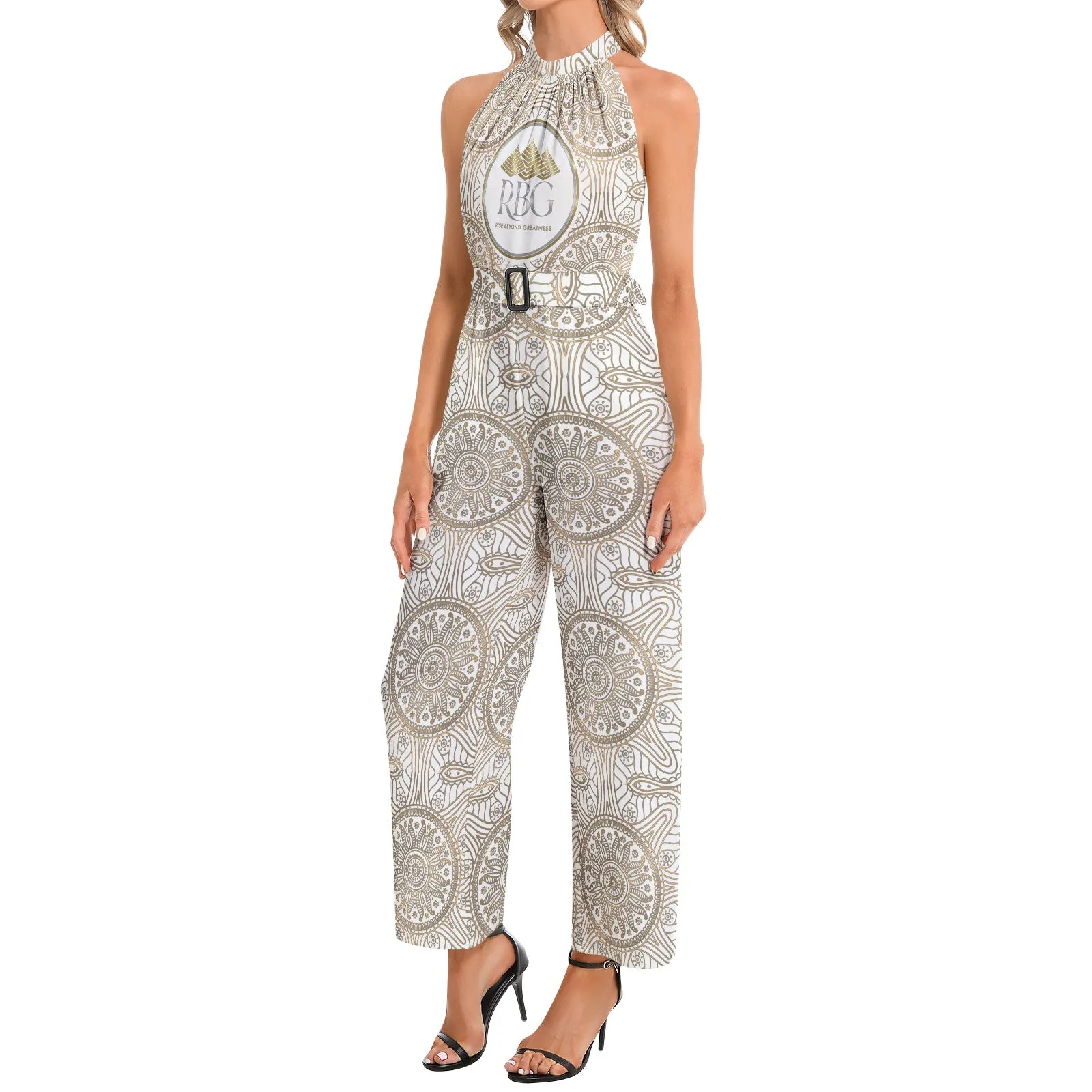 RBG Halter Neck Buckle Belted Jumpsuit