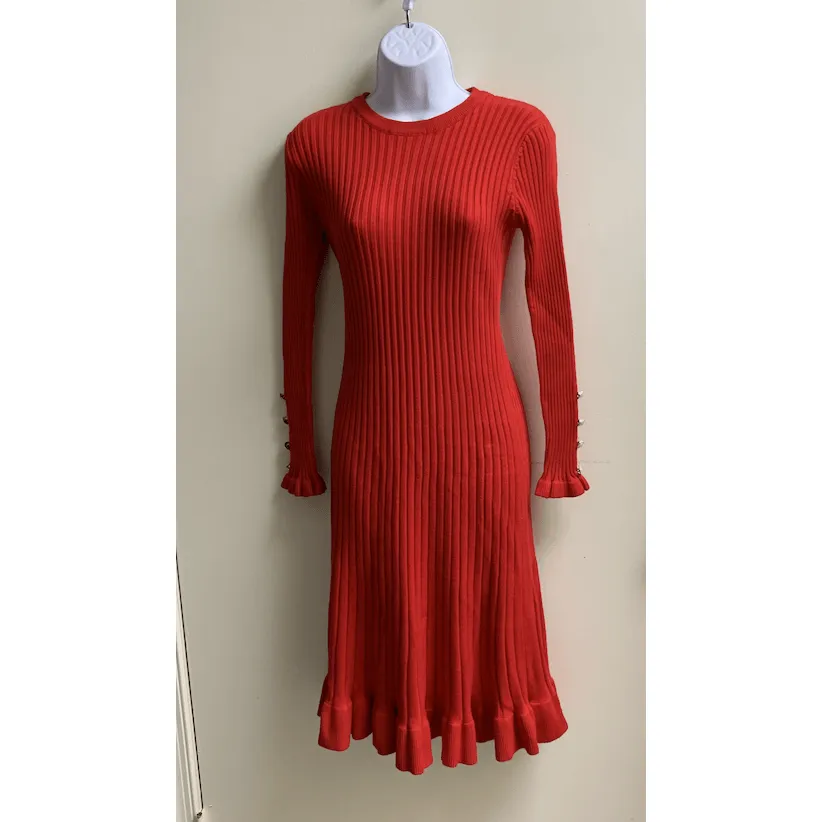 Ribbed long sleeve sweater dress