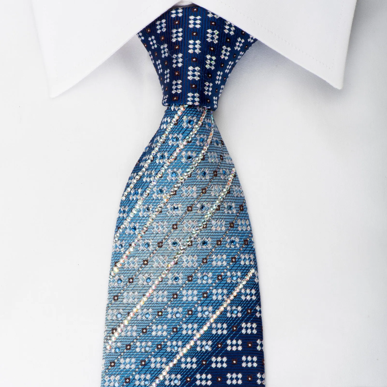 Roberta di Camerino Rhinestone Necktie Striped Rhinestones On Blue With Sparkles