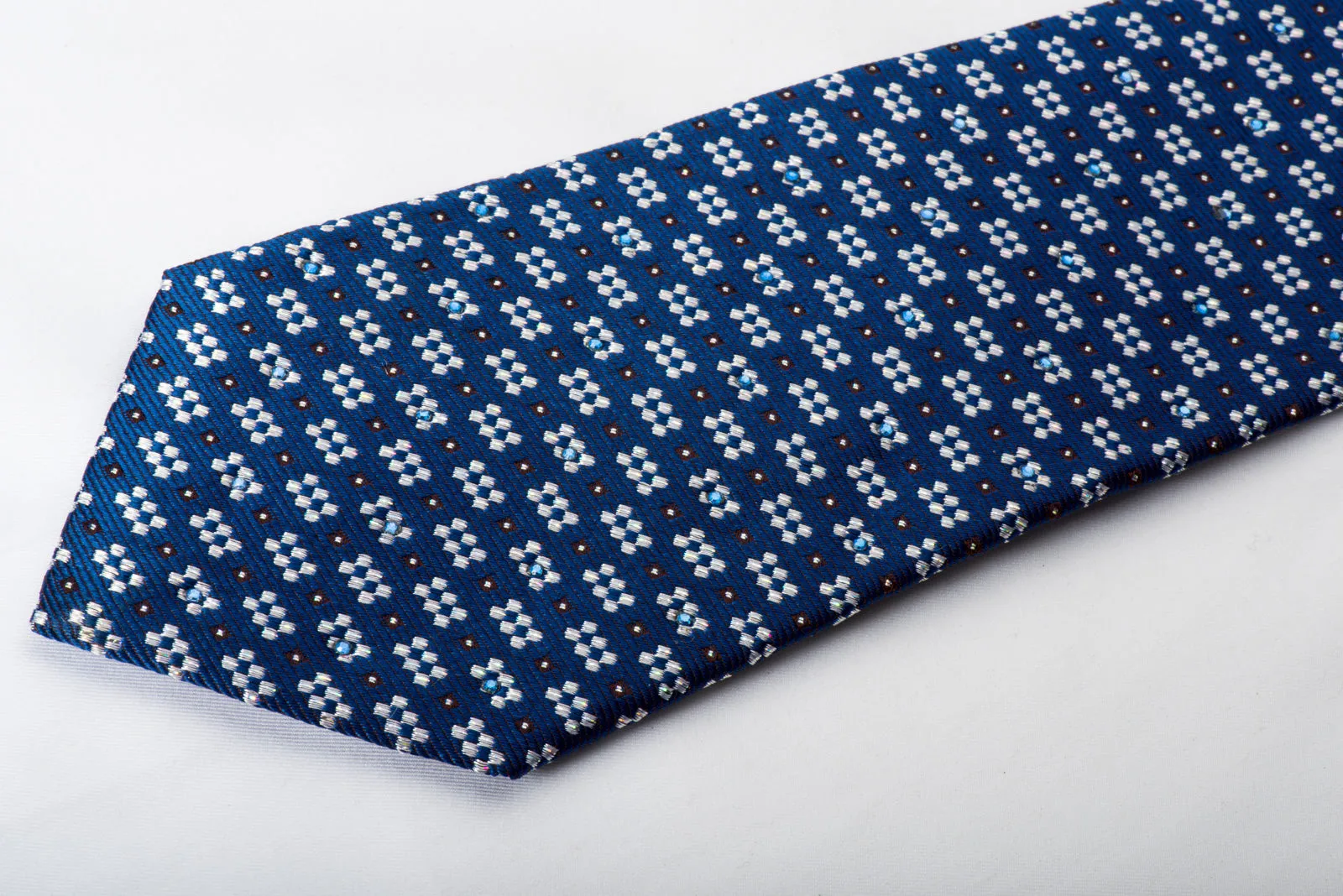 Roberta di Camerino Rhinestone Necktie Striped Rhinestones On Blue With Sparkles