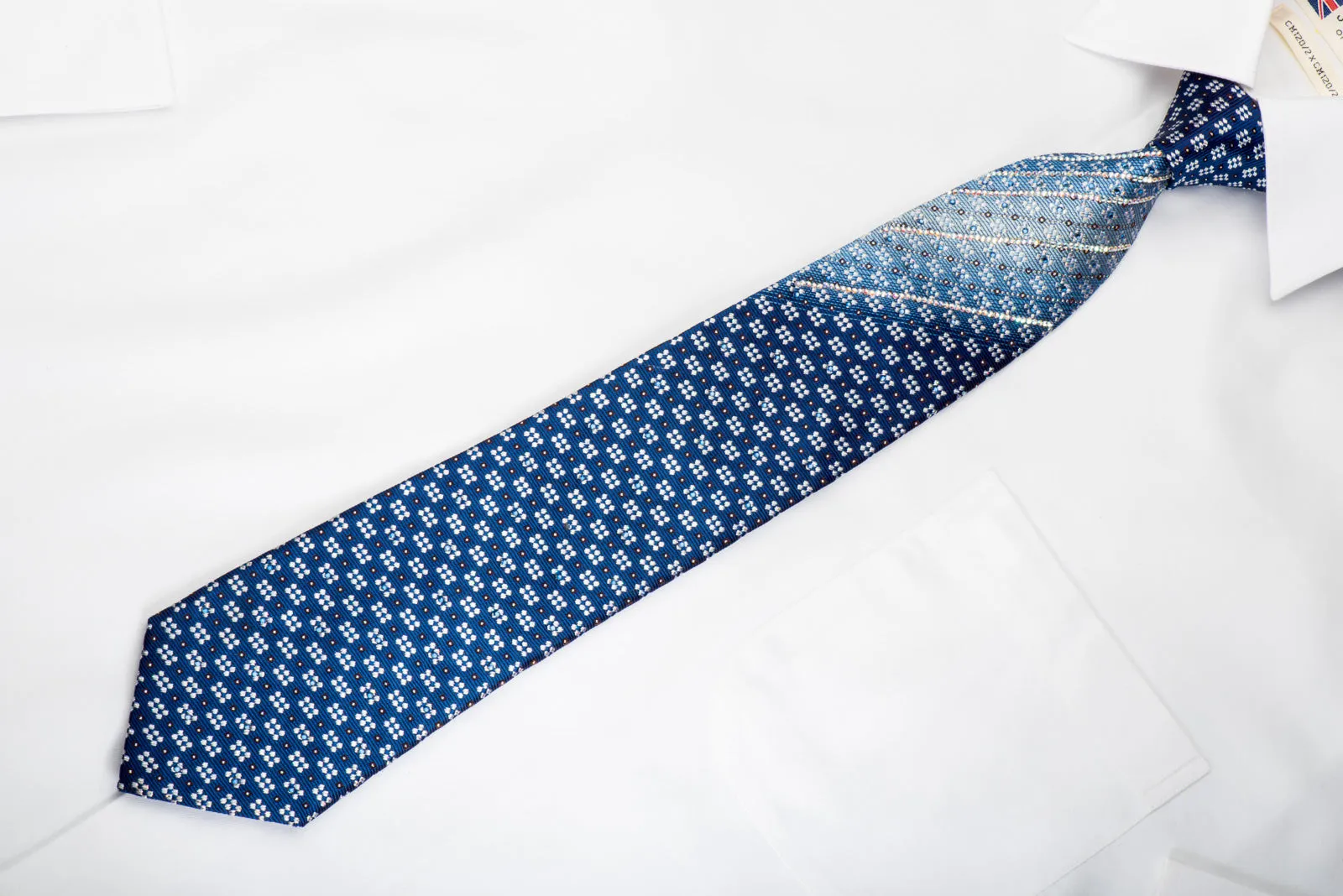 Roberta di Camerino Rhinestone Necktie Striped Rhinestones On Blue With Sparkles
