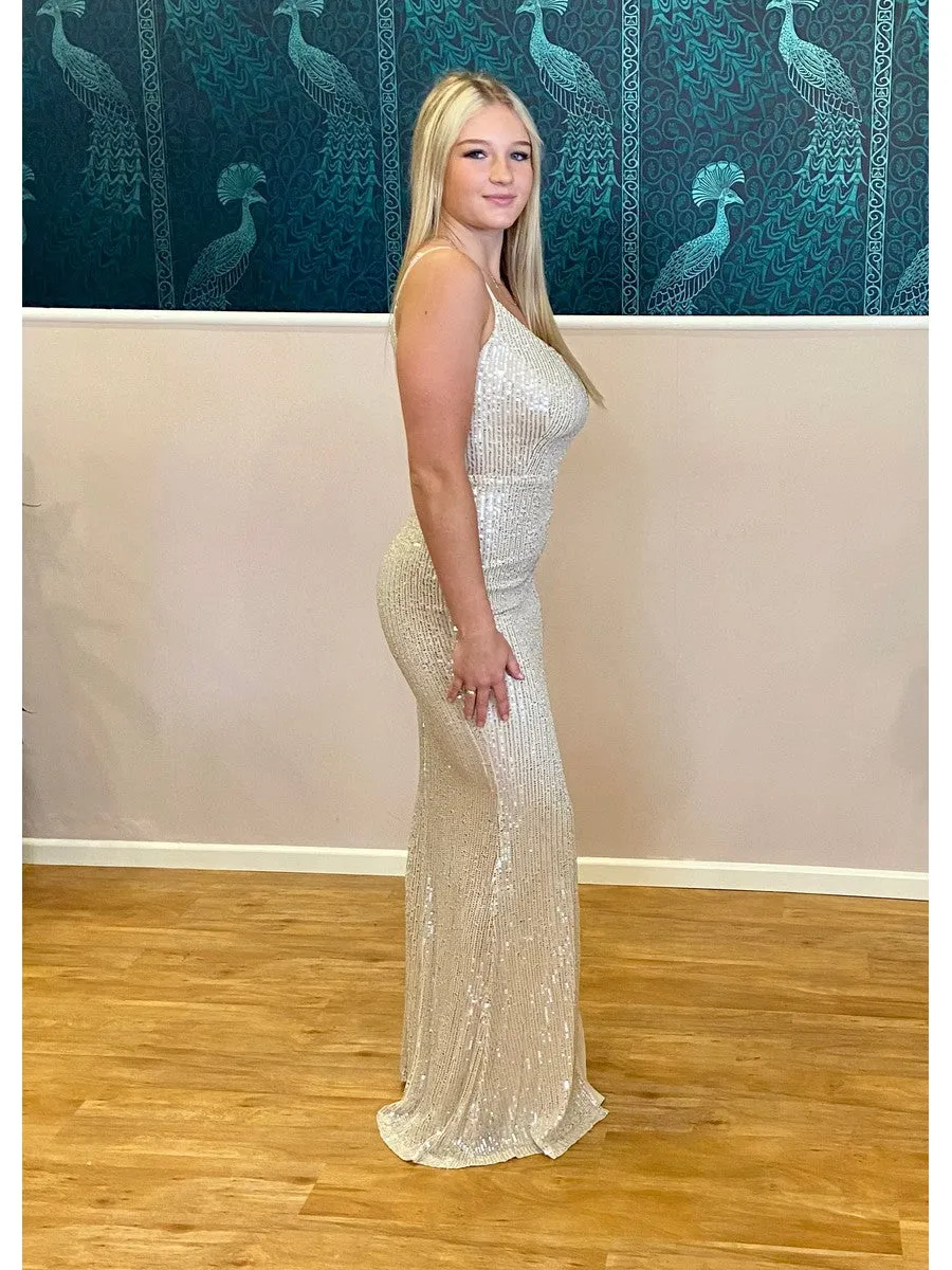 Sara one shoulder sequin ball dress with split size 6 Express NZ wide