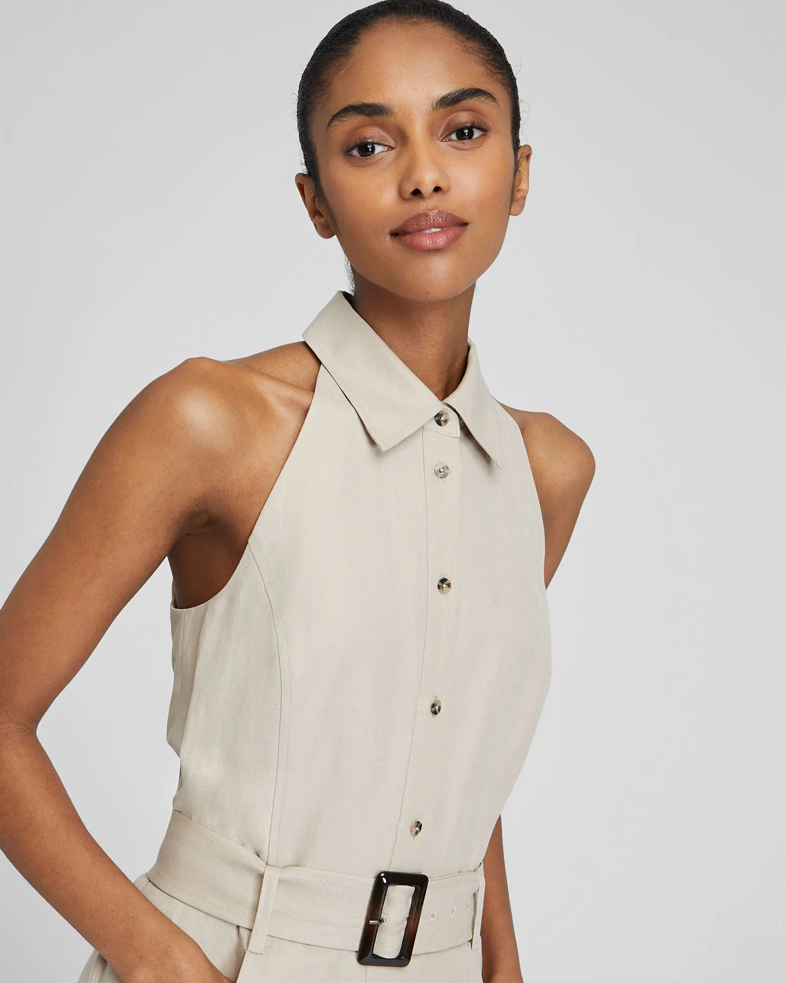 Sleeveless Collared Jumpsuit