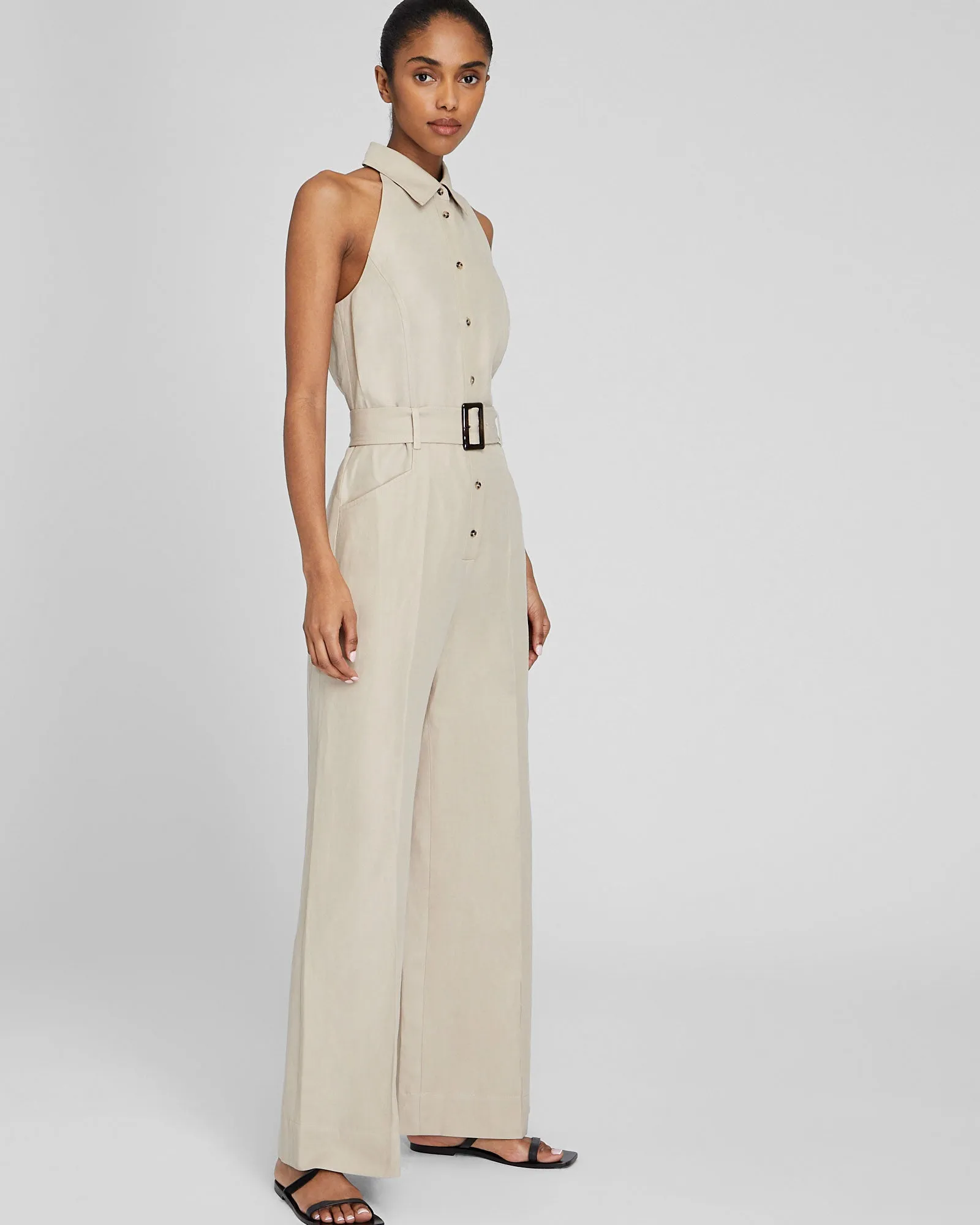 Sleeveless Collared Jumpsuit