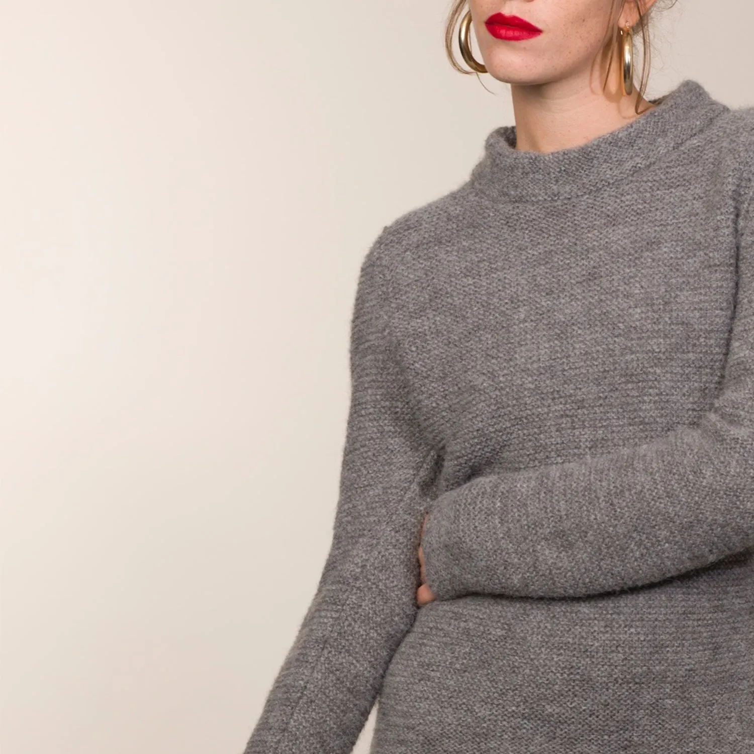 Smoke Alpaca Links Stitch Sweater