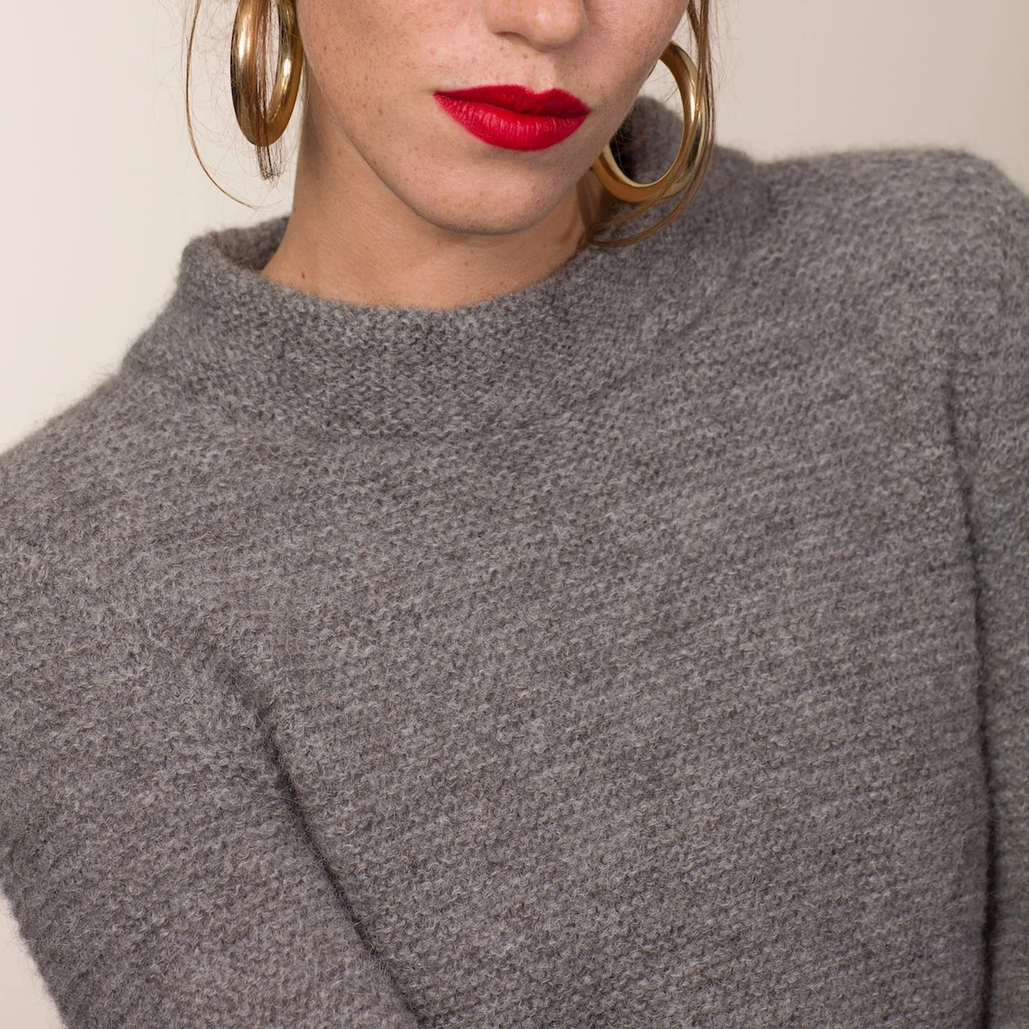 Smoke Alpaca Links Stitch Sweater