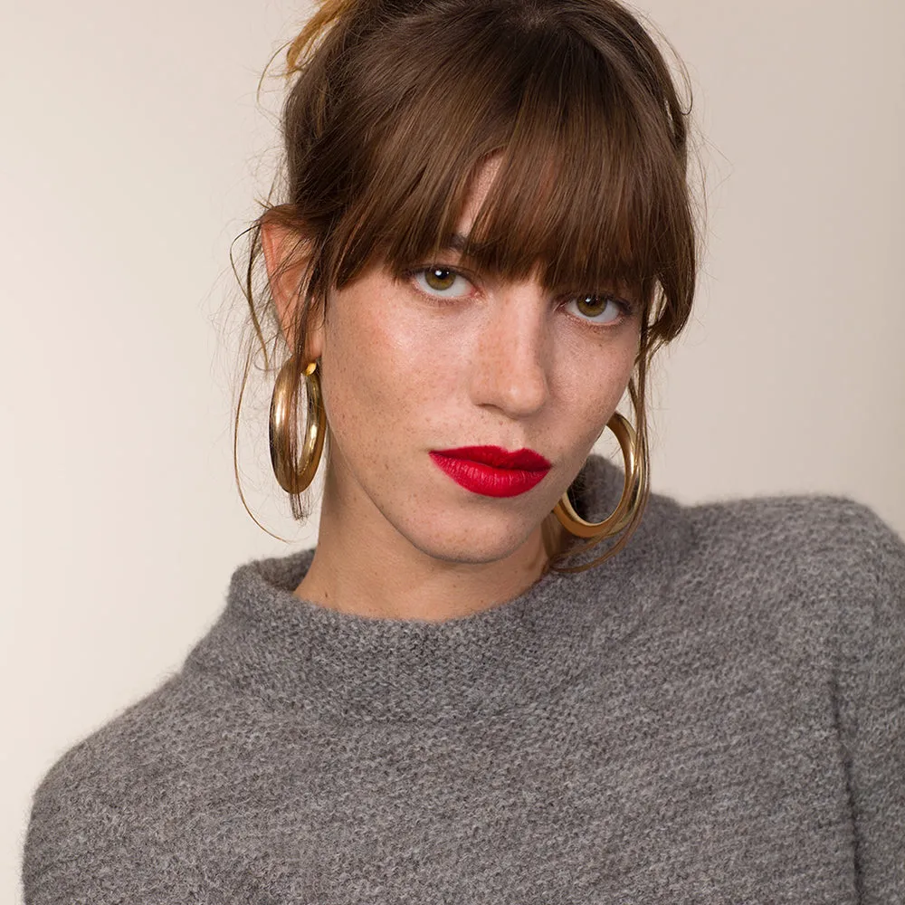 Smoke Alpaca Links Stitch Sweater