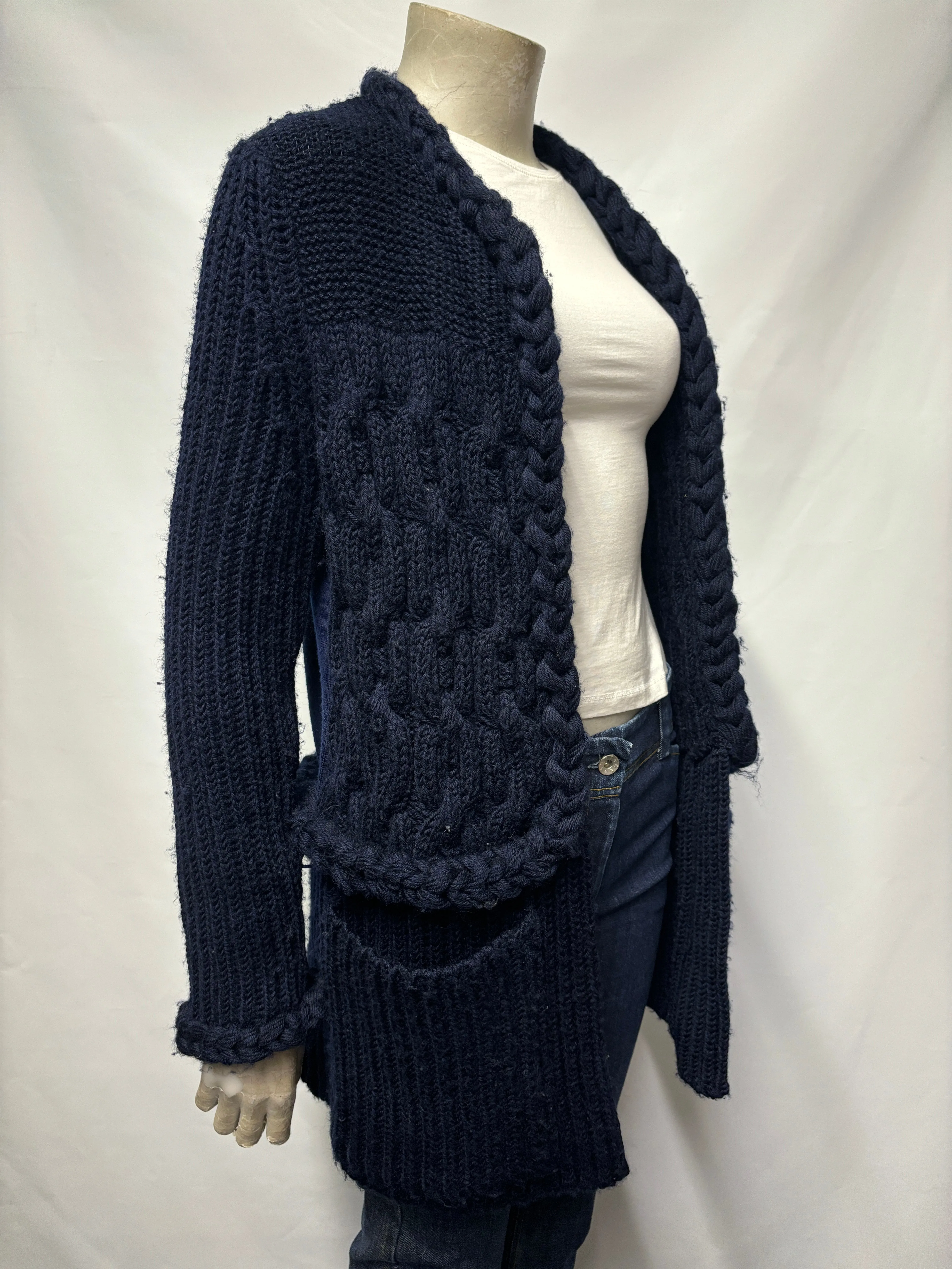 Sonia by Sonia Rykiel Navy Chunky Heavy Merino Wool Cardigan Medium