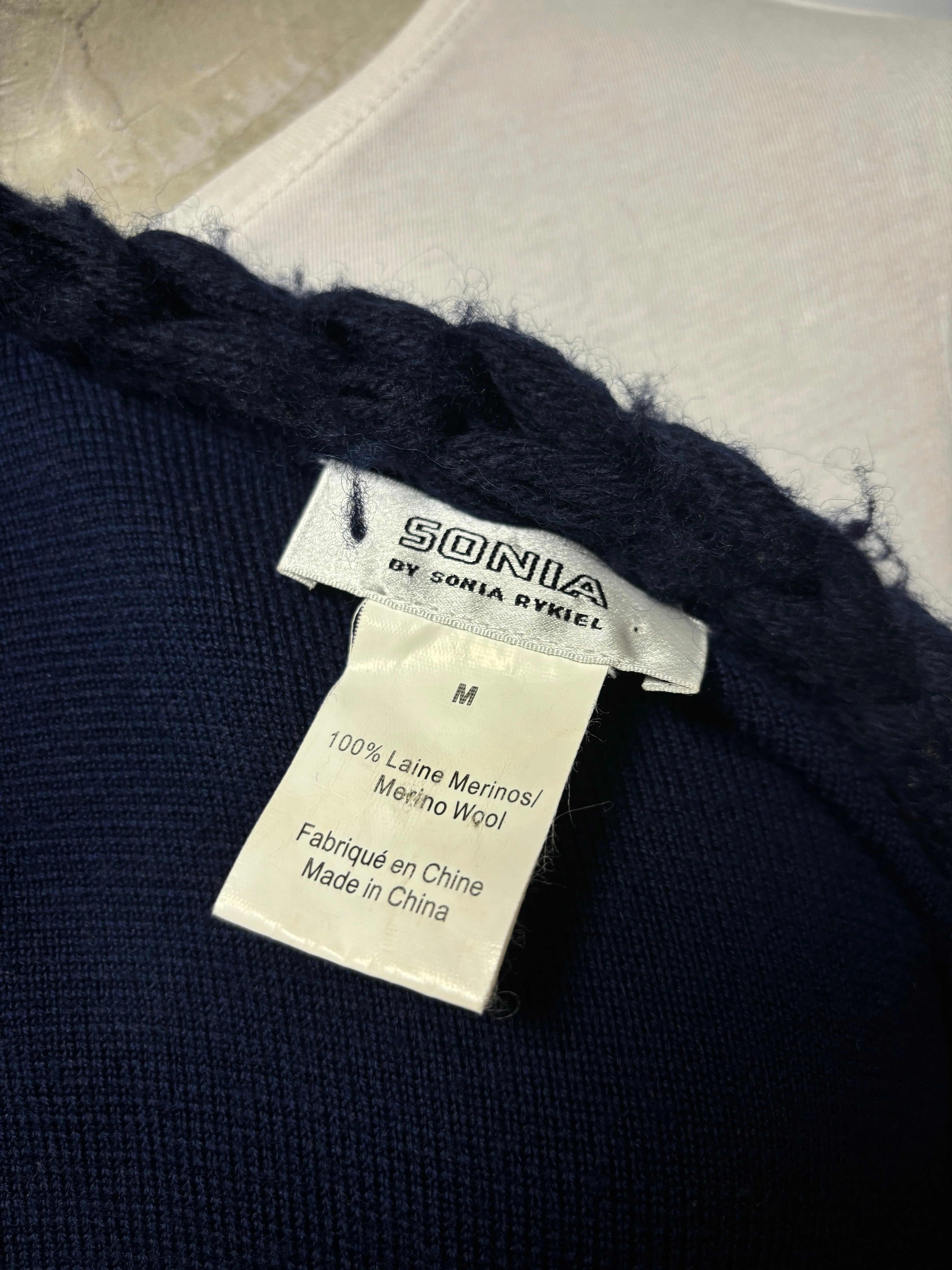 Sonia by Sonia Rykiel Navy Chunky Heavy Merino Wool Cardigan Medium