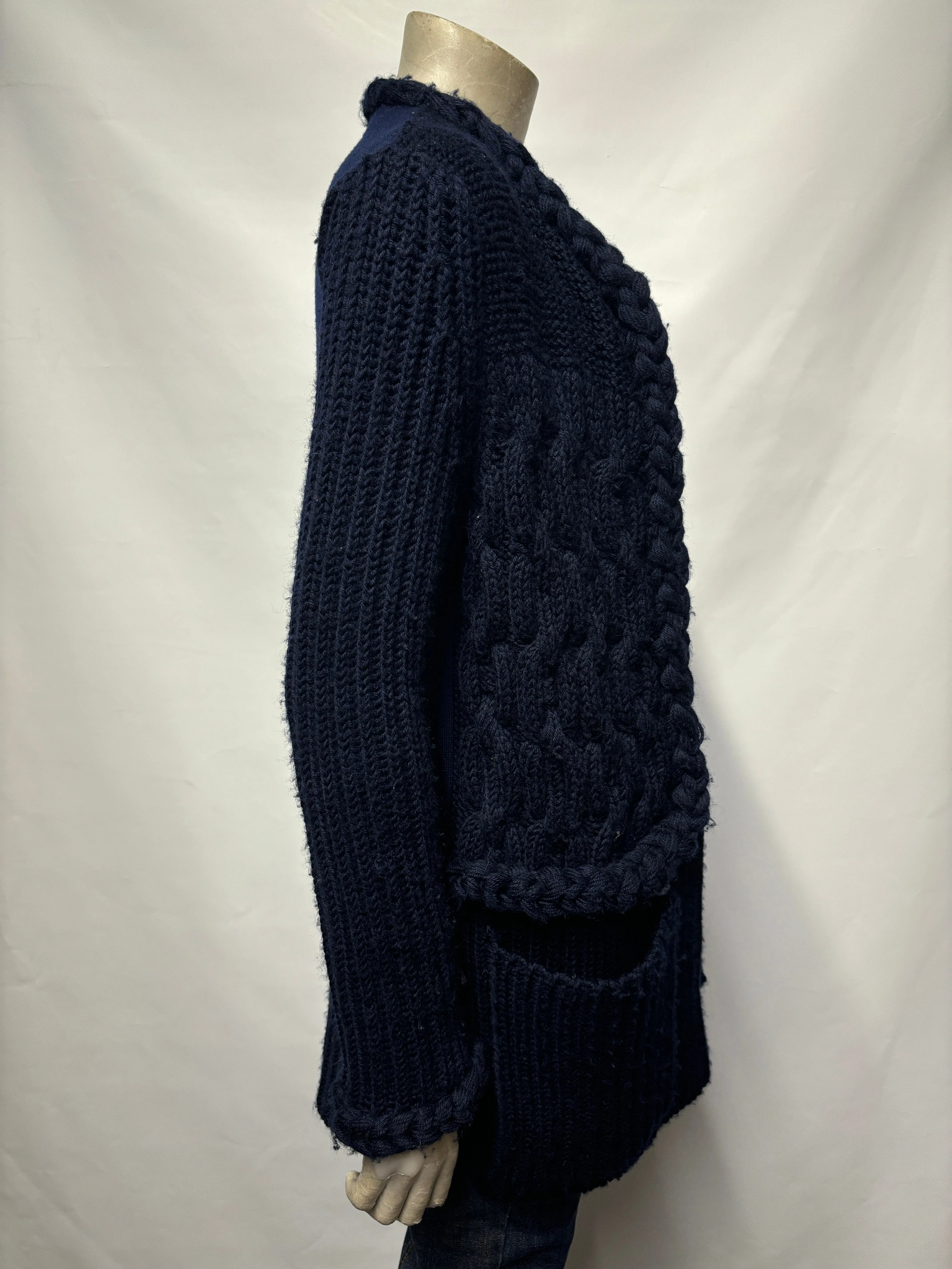 Sonia by Sonia Rykiel Navy Chunky Heavy Merino Wool Cardigan Medium