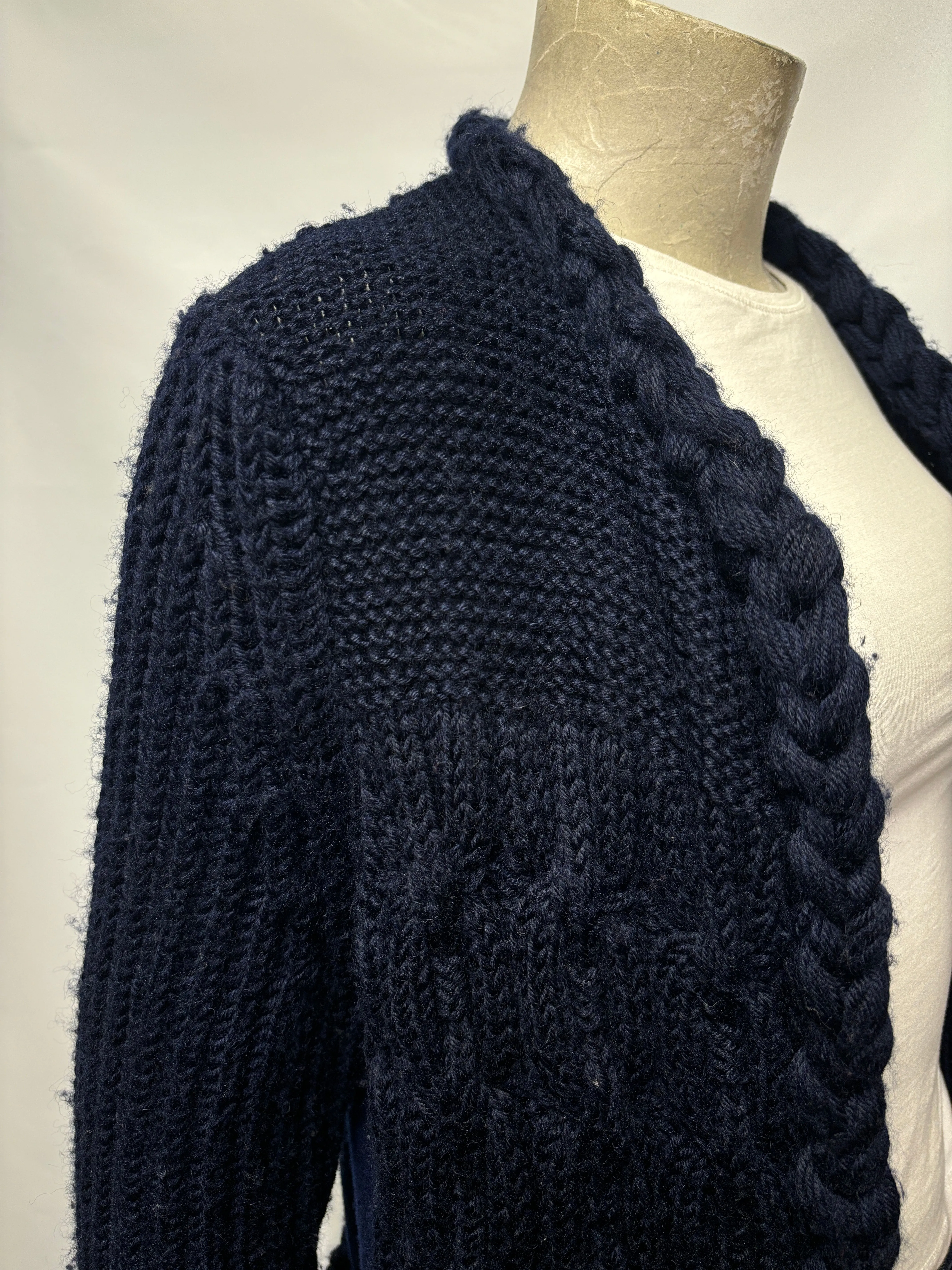 Sonia by Sonia Rykiel Navy Chunky Heavy Merino Wool Cardigan Medium