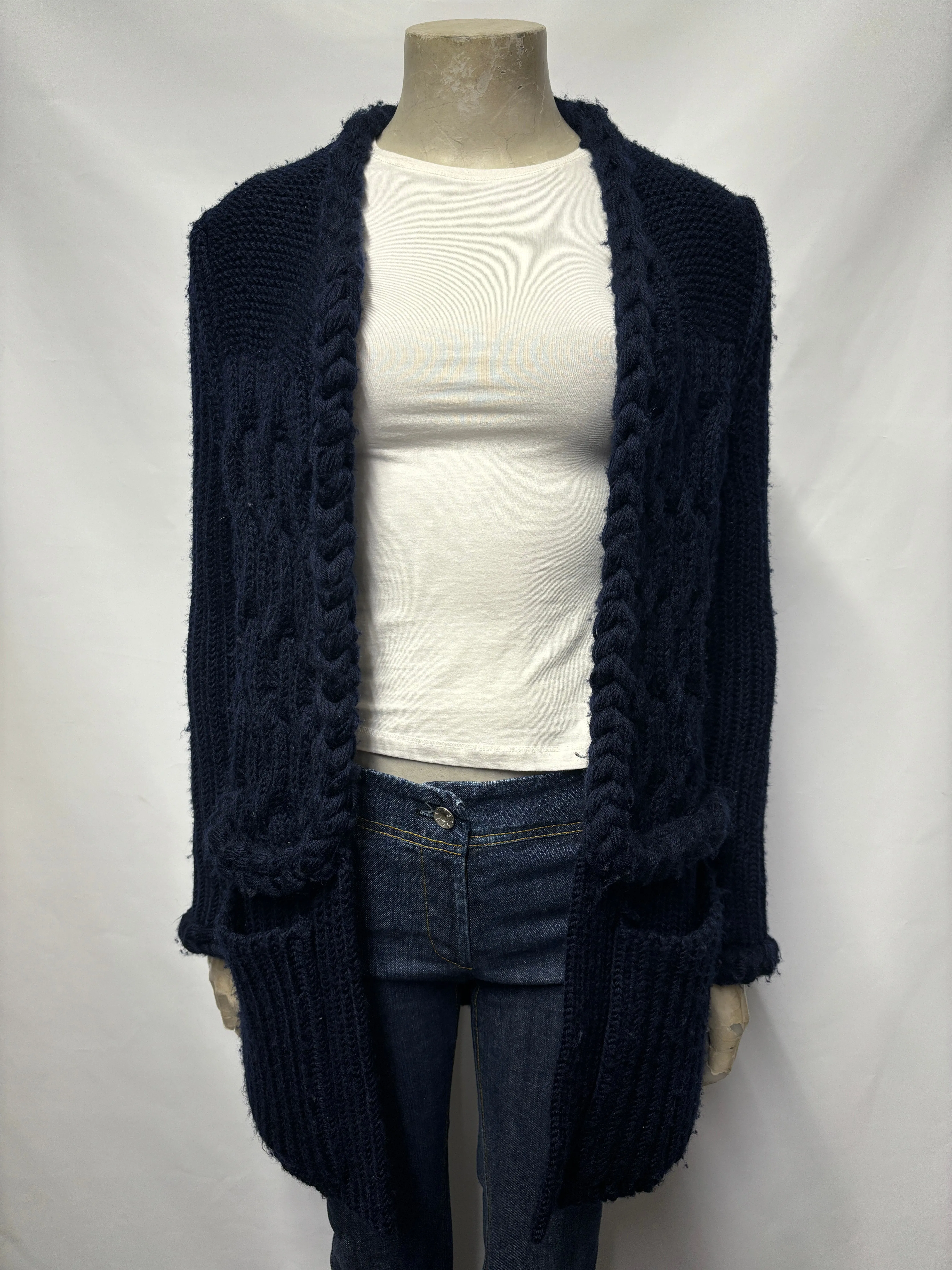 Sonia by Sonia Rykiel Navy Chunky Heavy Merino Wool Cardigan Medium