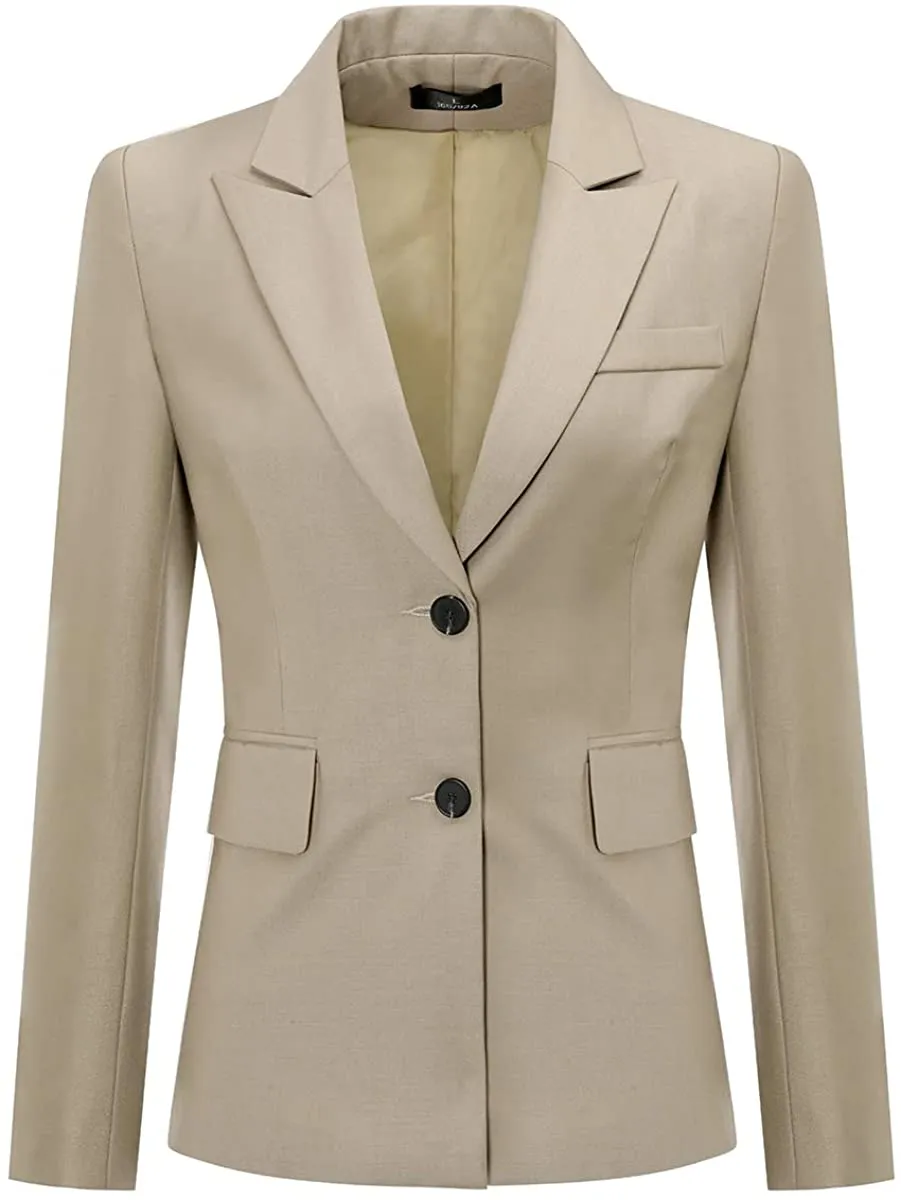 Sophisticated Light Pink Office Work Suit Set One Button Blazer and Pants
