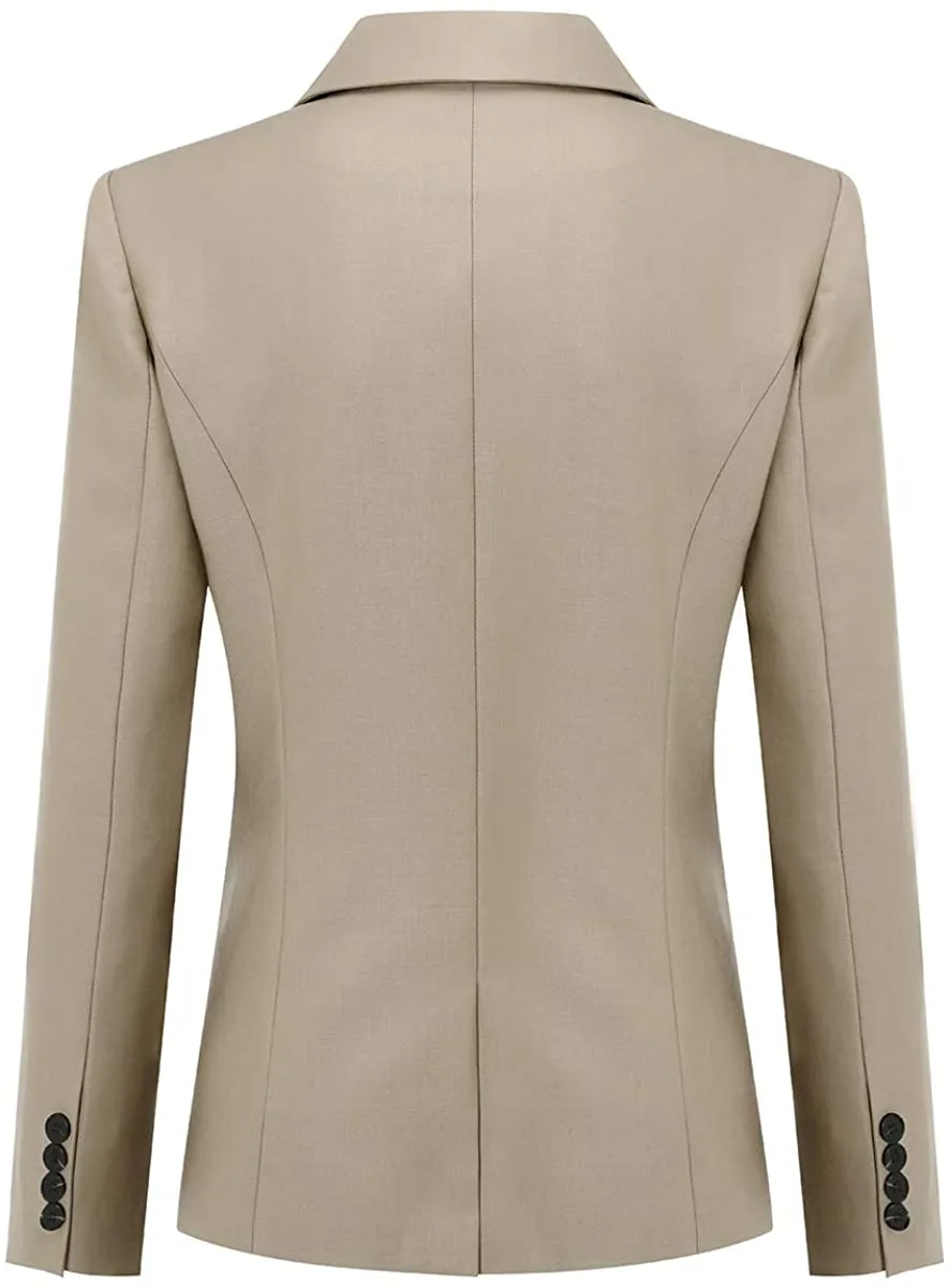 Sophisticated Light Pink Office Work Suit Set One Button Blazer and Pants