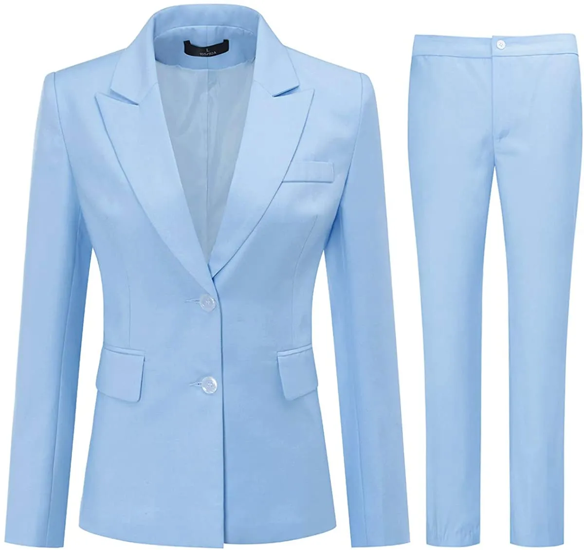 Sophisticated Light Pink Office Work Suit Set One Button Blazer and Pants