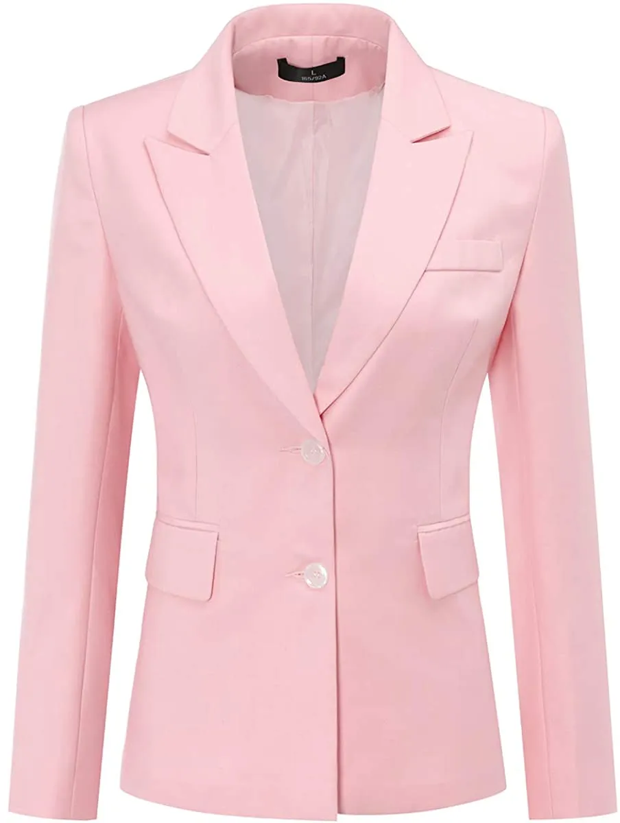 Sophisticated Light Pink Office Work Suit Set One Button Blazer and Pants