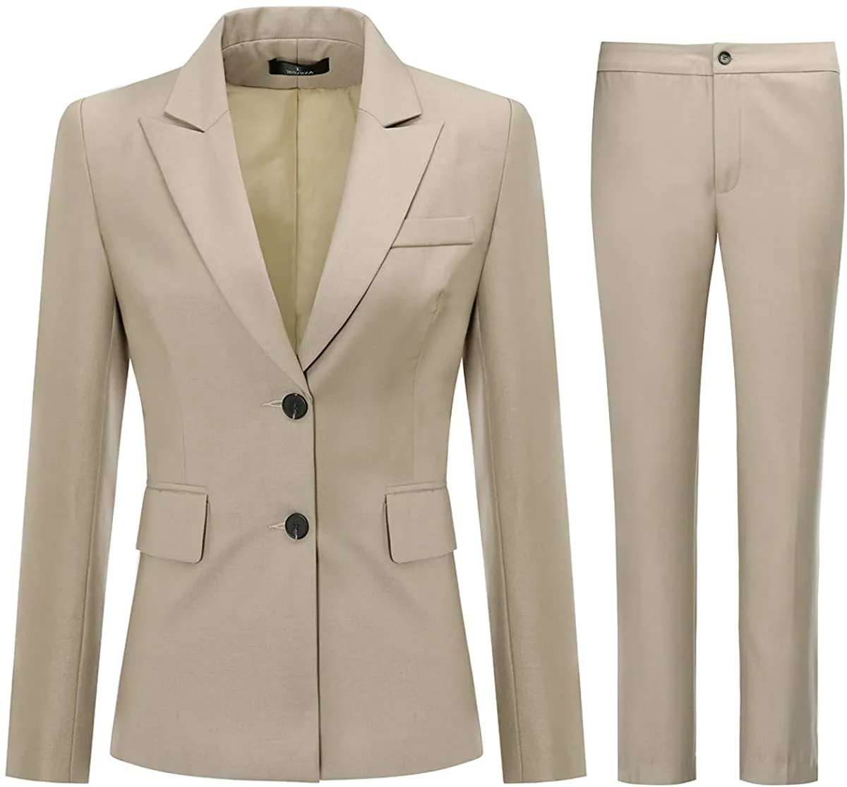 Sophisticated Light Pink Office Work Suit Set One Button Blazer and Pants