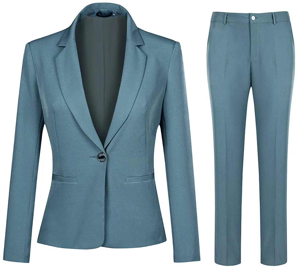Sophisticated Light Pink Office Work Suit Set One Button Blazer and Pants