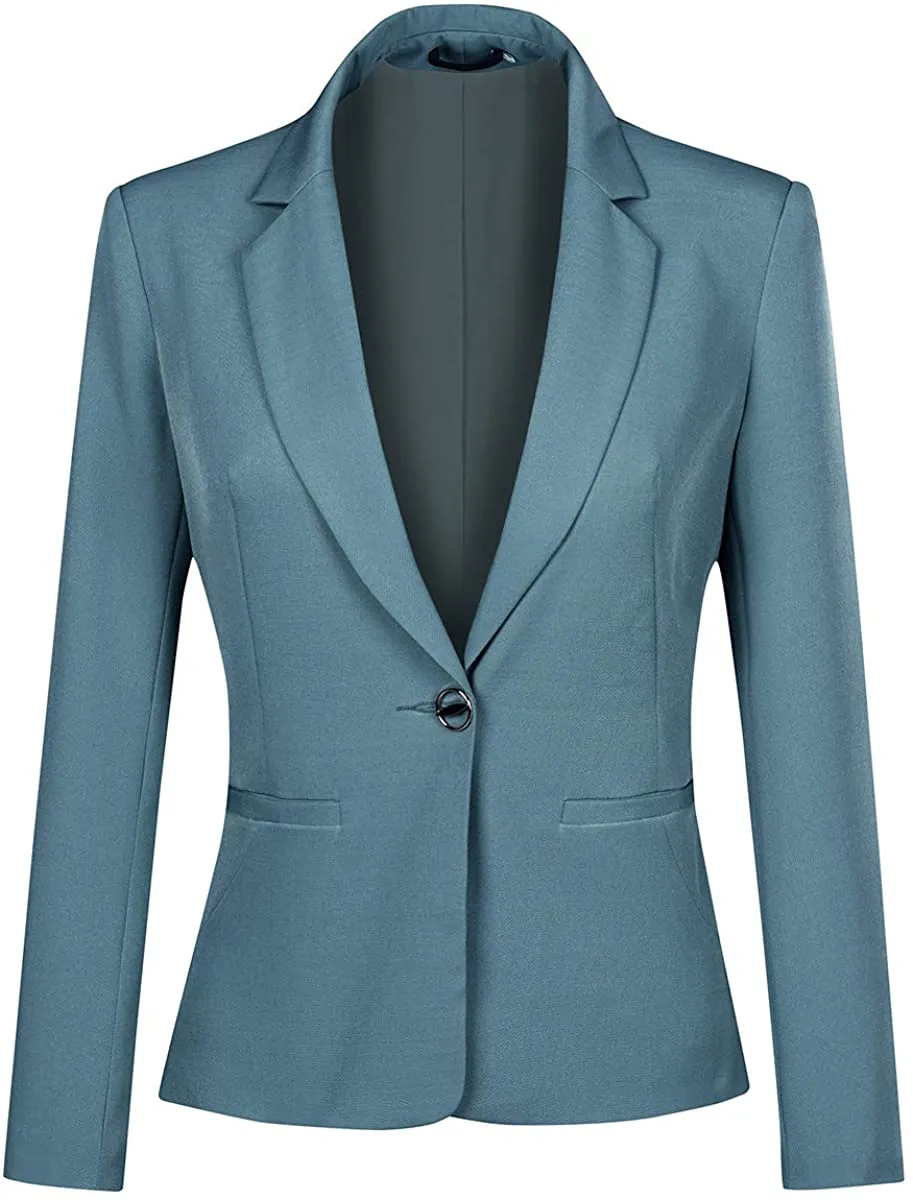 Sophisticated Light Pink Office Work Suit Set One Button Blazer and Pants