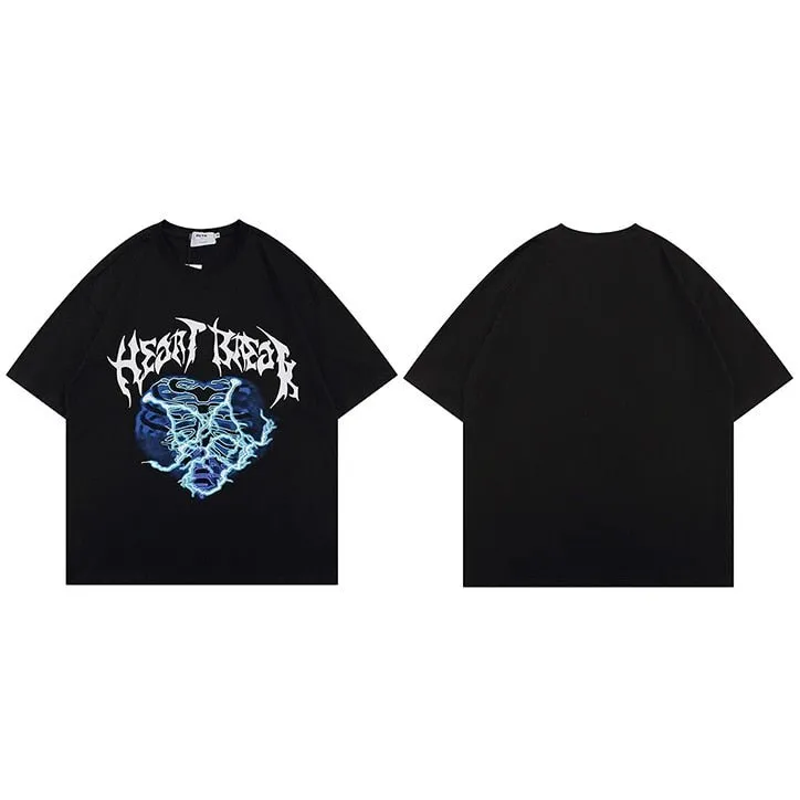 Streetwear Lightning Heart Beat T-Shirt