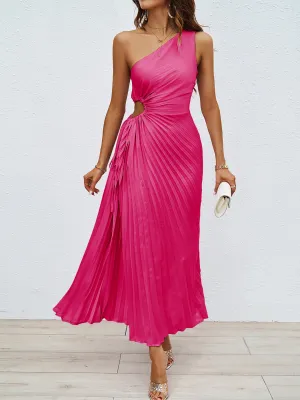 Summer Single Shoulder Diagonal Collar Dress