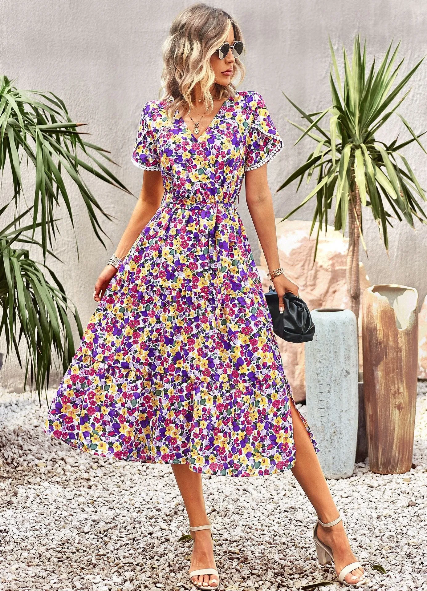 TastyHottie - Lisa Bohemian Floral Print Summer Midi Dress