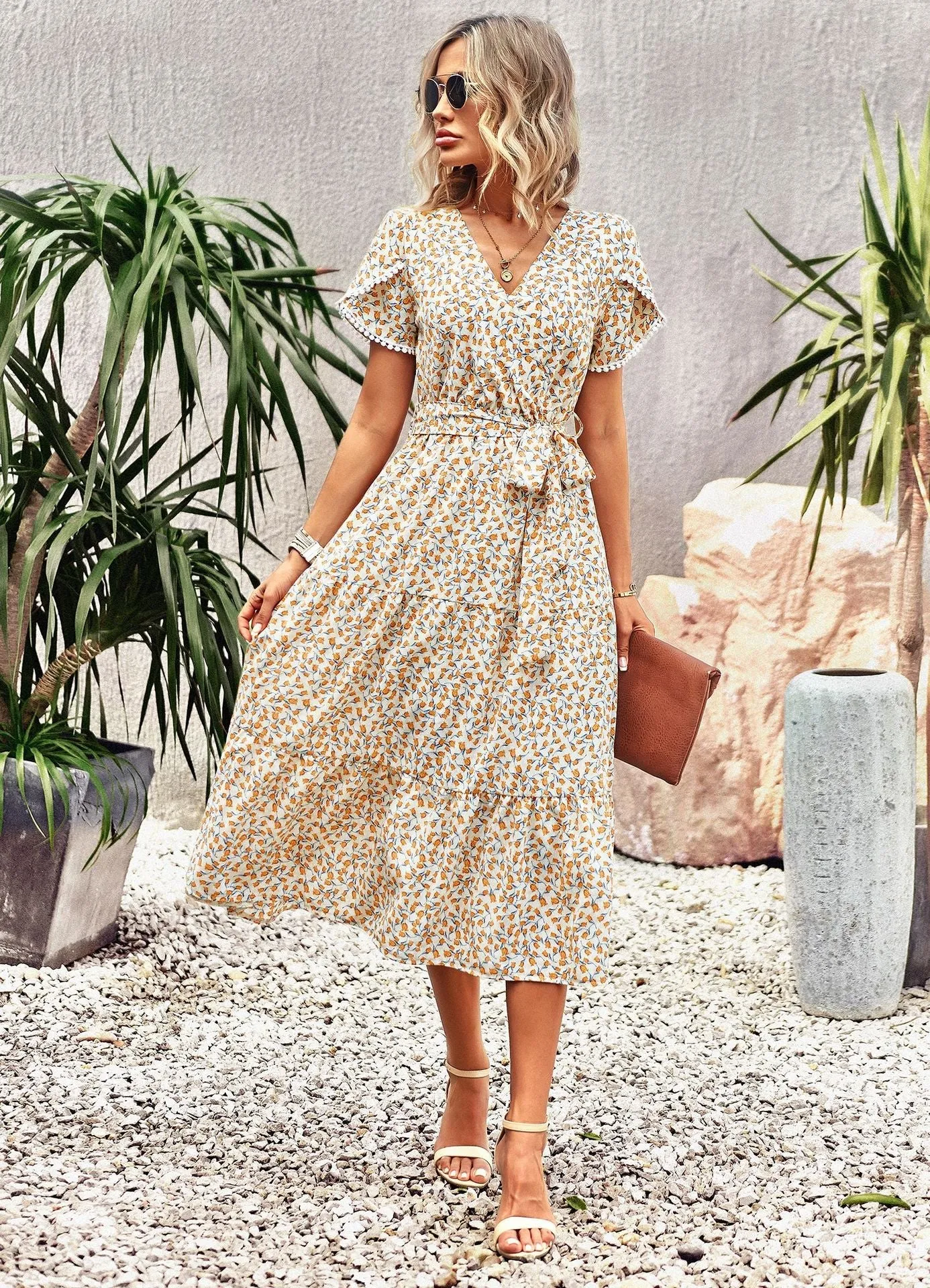 TastyHottie - Lisa Bohemian Floral Print Summer Midi Dress