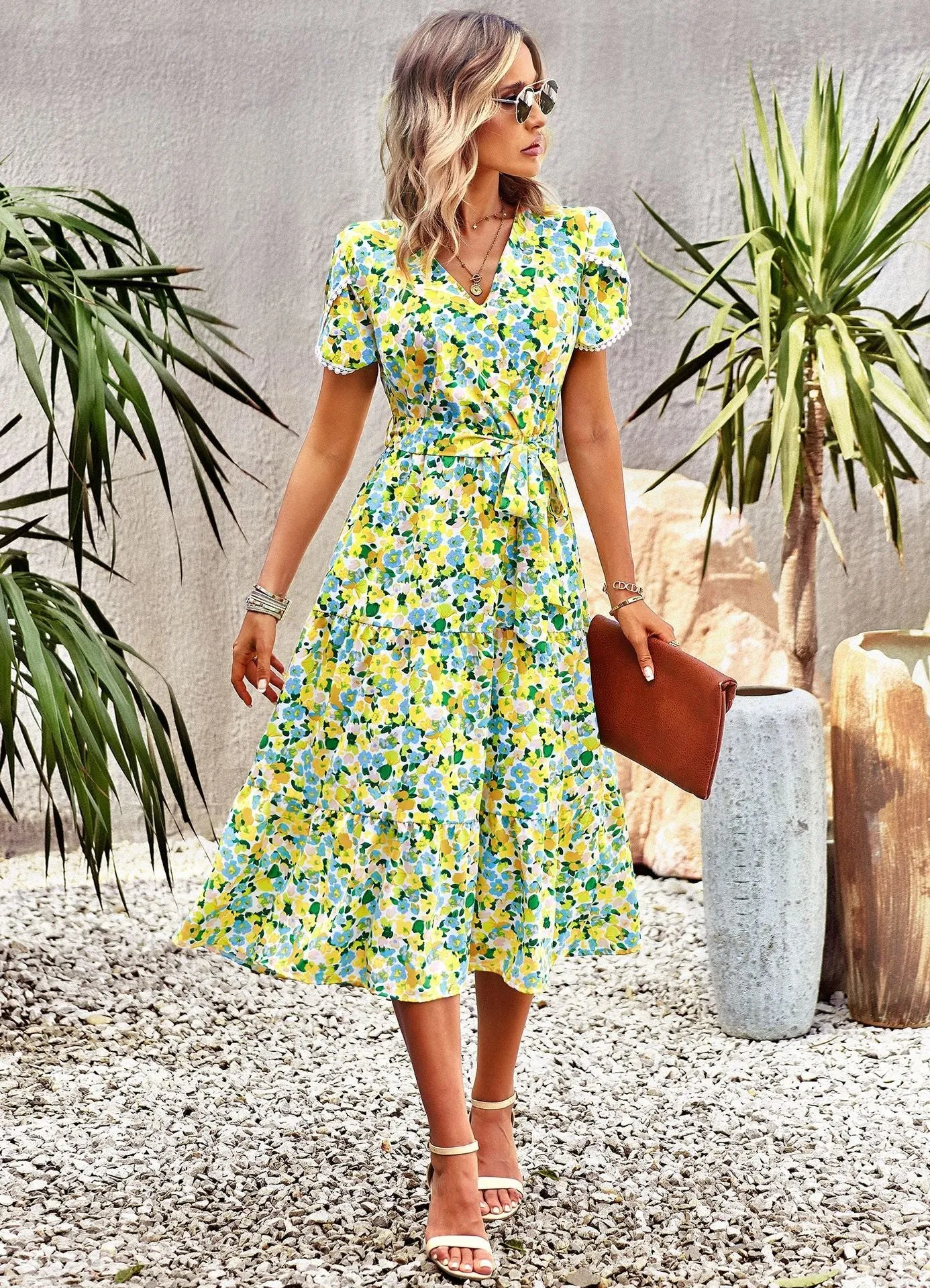 TastyHottie - Lisa Bohemian Floral Print Summer Midi Dress
