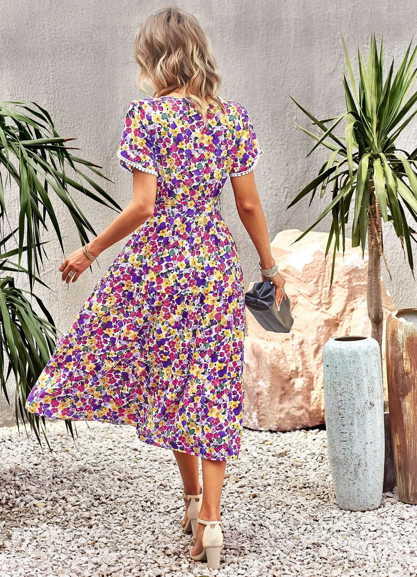 TastyHottie - Lisa Bohemian Floral Print Summer Midi Dress