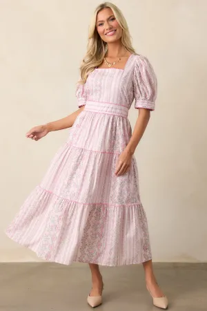 The Wildflower’s Song Cotton Light Pink Floral Midi Dress