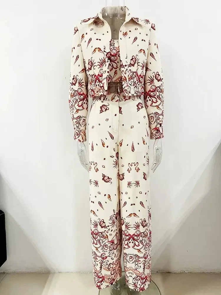 Trend4us Ocean-Inspired Printed Pant Suit Set