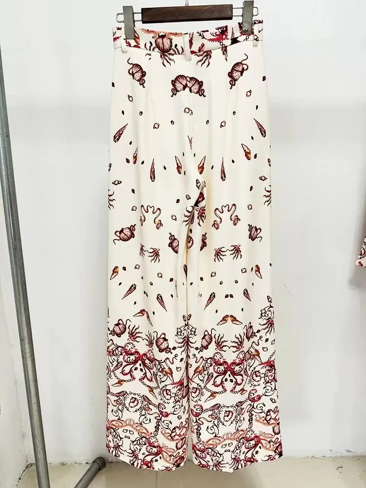 Trend4us Ocean-Inspired Printed Pant Suit Set