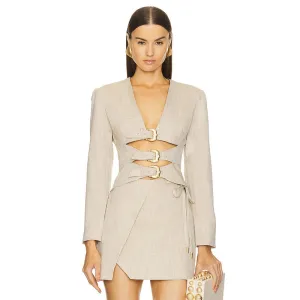 Trend4us Women's Chic Cutout Buckle Two-Piece Mini Skirt Suit