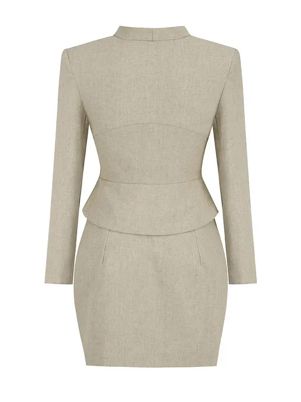 Trend4us Women's Chic Cutout Buckle Two-Piece Mini Skirt Suit