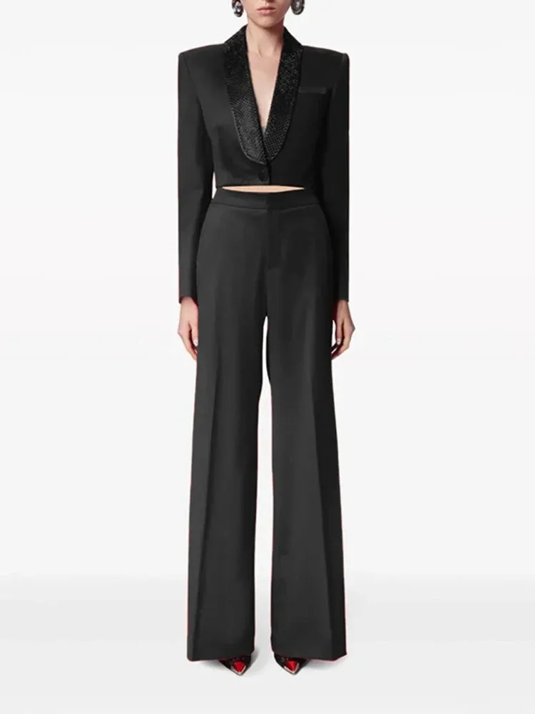 Trend4us Women’s Modern Cutout Blazer Trouser Set