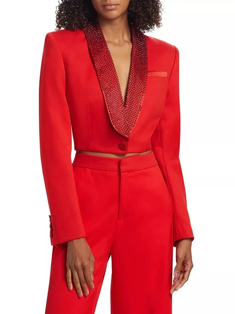 Trend4us Women’s Modern Cutout Blazer Trouser Set