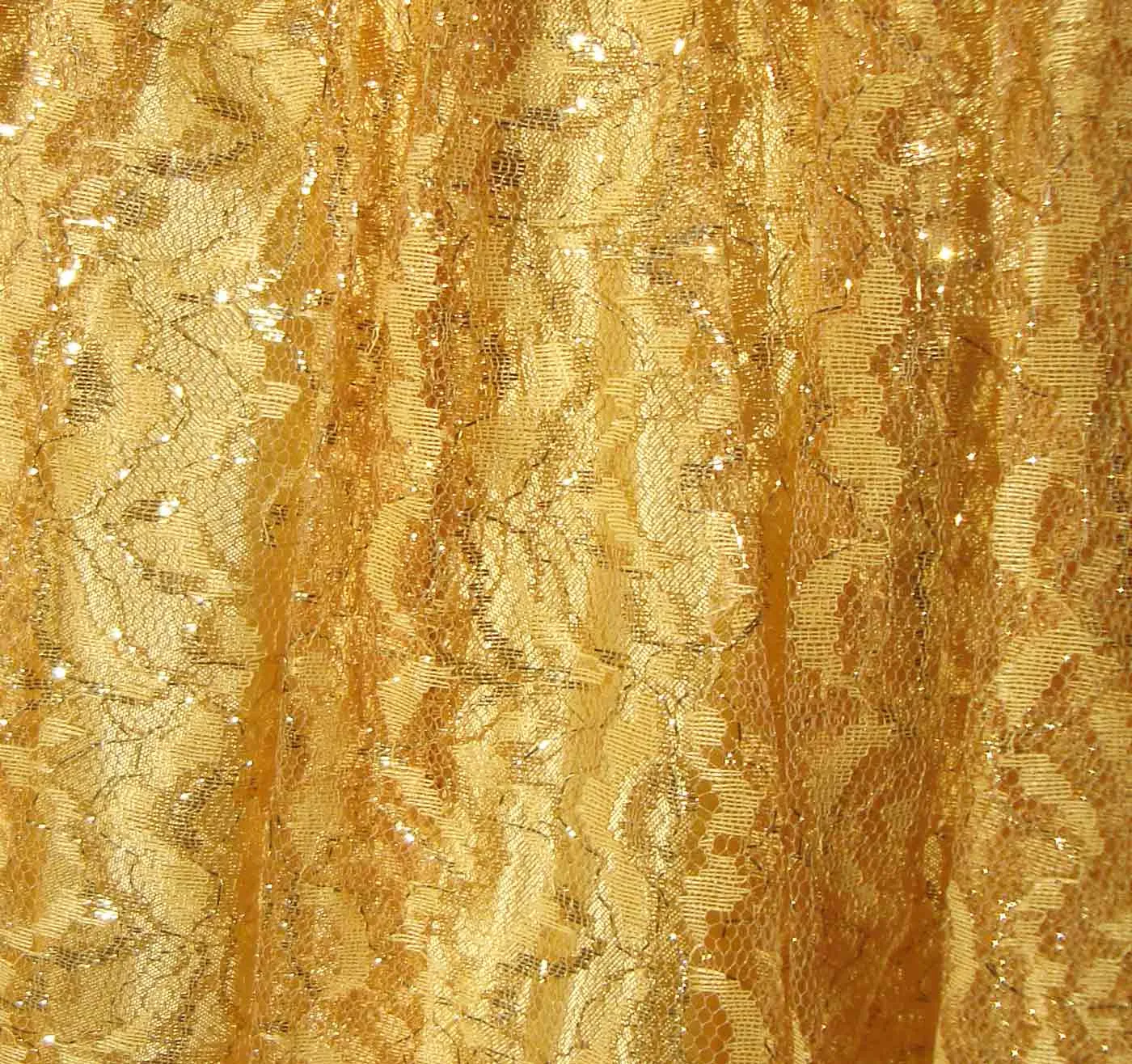 Vintage 60s Gold Dress Metallic & Lace Cocktail Party M