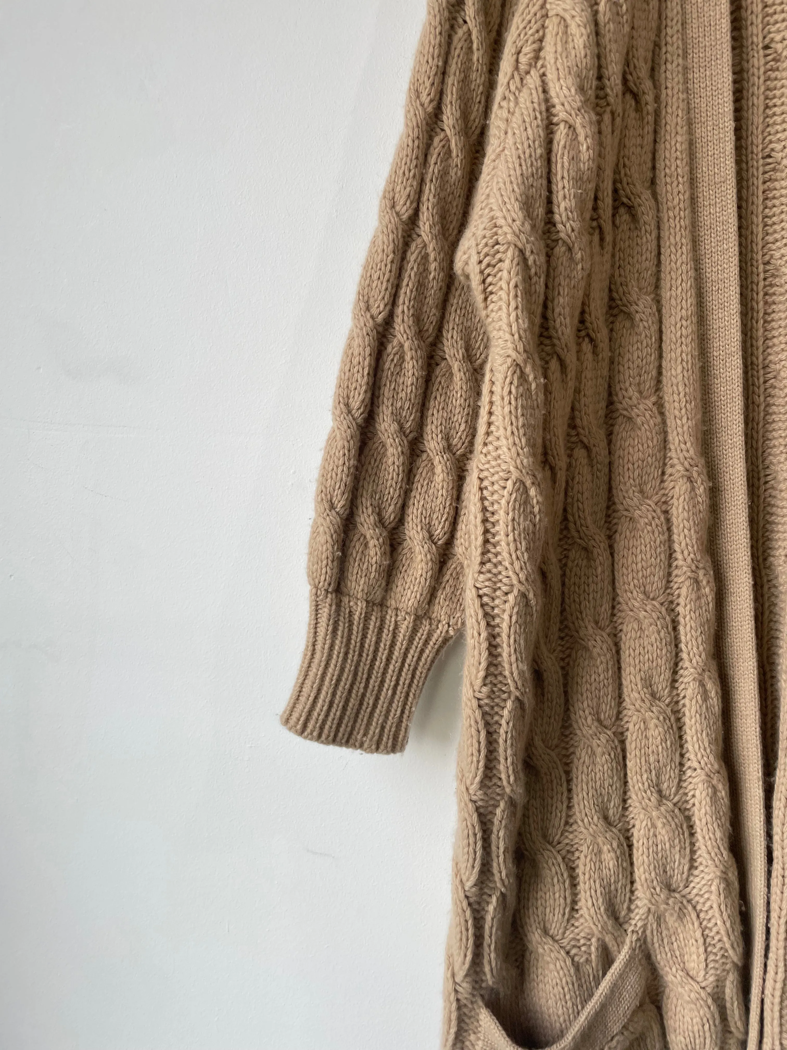 Zoran Tan Cable Knit Cashmere Cardigan